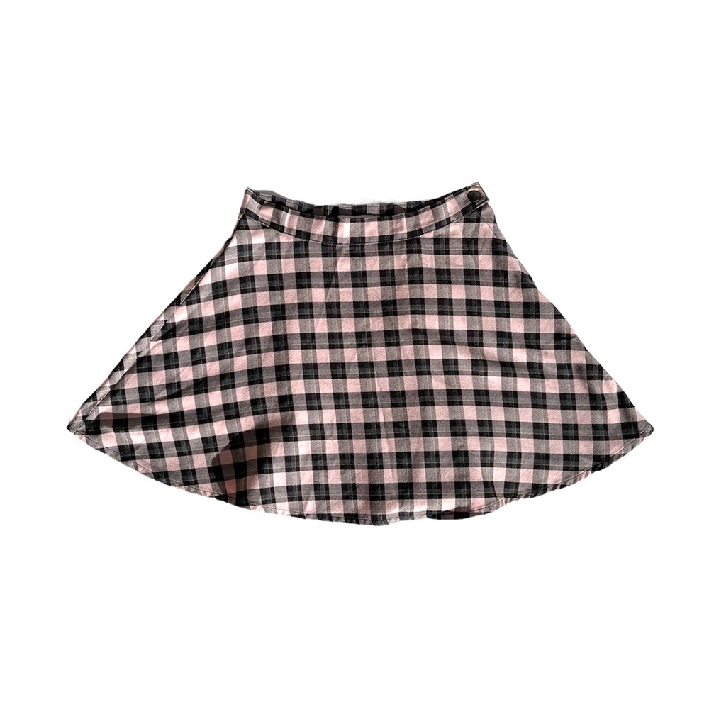 American Apparel pink plaid circle skirt